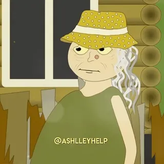 🥗 e0778a50 @ASHLLLEYHELP cartoon, woman, old woman, character whatsapp sticker