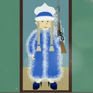 🥗 fa183645 @ASHLLLEYHELP cartoon, character, woman, blue, white whatsapp sticker