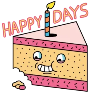 ✳️ 22491de5 HAPPY DAYS torta, felice, compleanno, dolce, festa, cartone animato whatsapp sticker