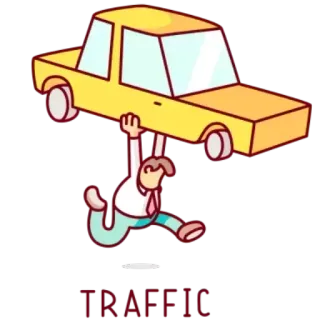 ✳️ 2bd4b655 TRAFFIC traffico, auto, cartone animato, uomo, umorismo, trasporto whatsapp sticker