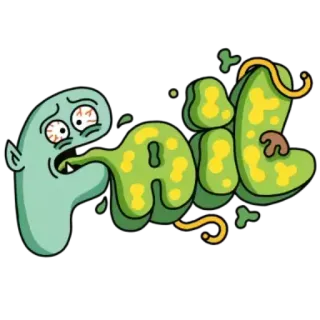 ✳️ 3ff73a07 FAIL Fallimento, Vomito, Malato, Verde, Cartone animato, Illustrazione whatsapp sticker