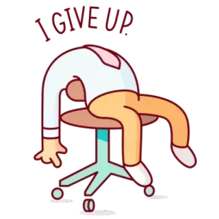 ✳️ bac2264c I GIVE UP arrendersi, esausto, fallimento, triste, cartone animato, frustrato, stanco whatsapp sticker