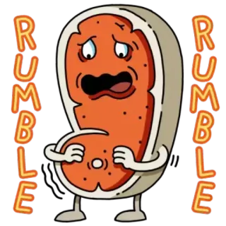 ✳️ bc3184cc RUMBLE RUMBLE Cartone animato, Bistecca, Carne, Rombo, Personaggio whatsapp sticker