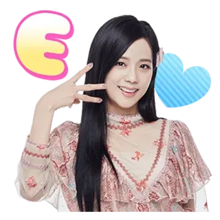 🤘 14b52f0a kpop, Jisoo, cantora, sinal de paz, E, coração, garota whatsapp sticker