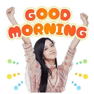 👋 77613391 GOOD MORNING bom dia, cumprimento, alegre, mulher, feliz whatsapp sticker