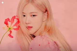 🌟 82550917 Rose rosa, kpop, cantor, flor, mulher, pessoa whatsapp sticker