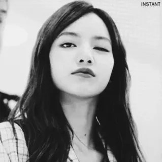 ⛄ a81388b8 mulher, piscadela, pessoa, retrato, rosto, preto e branco, instantâneo whatsapp sticker