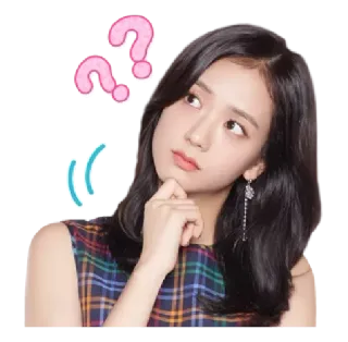 🤔 d6bc3e2a Jisoo kpop, pensando, mulher, pergunta, ponderando, dúvida, curiosidade whatsapp sticker