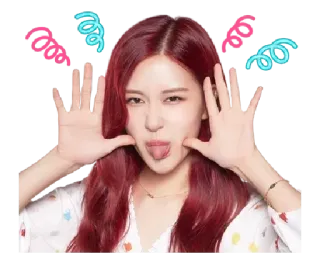 😜 d86e751a mulher, cabelo ruivo, língua, fofo, festa whatsapp sticker