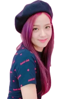 😊 f7aaec51 Heart club mulher, boina, cabelo roxo, coração whatsapp sticker