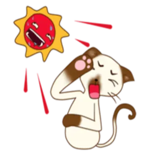 ☀️ 9e4c7db9 kucing, matahari, panas, gerah, kartun, keringat, kelelahan telegram sticker