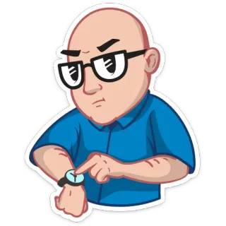 ⏰ 6befe760 man, glasses, watch, time, hurry up, cartoon, hurry telegram sticker