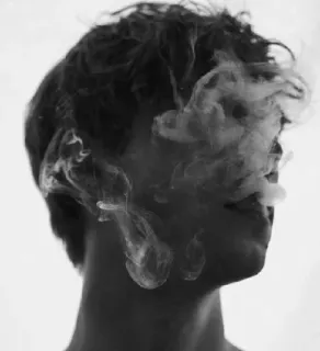 🙂 c78ac1b2 ผู้ชาย, ควัน, ภาพบุคคล, ขาวดำ, ใบหน้า telegram sticker