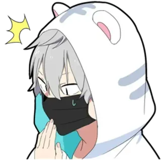 😟 4a203a47 アニメ, 猫耳, 可愛い, マスク, かわいい telegram sticker