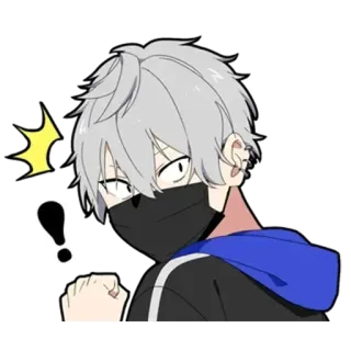 😠 981fe9cc アニメ, 男の子, 漫画, マスク, 白髪 telegram sticker