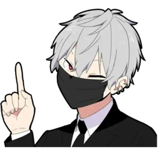 😉 bf6e81c8 アニメ, 男の子, マスク, スーツ, かわいい, キャラクター, 指差し telegram sticker