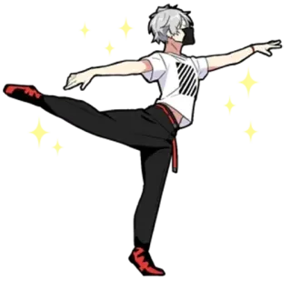 🕺 fe8604d3 アニメ, 男性, キャラクター, ダンス, 白髪, 赤い靴 telegram sticker