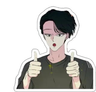 👍 b3e0193a Jempol ke atas, Persetujuan, Pria, Kartun, Stiker, Positif whatsapp sticker