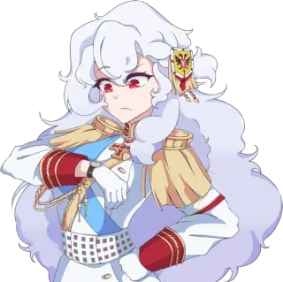 ⌚️ 55589664 アニメ, 白髪, 制服, 軍服, 赤い目, 手袋 whatsapp sticker