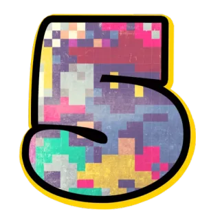 👌 05087e92 número, cinco, pixelizado, arte, contorno amarelo telegram sticker