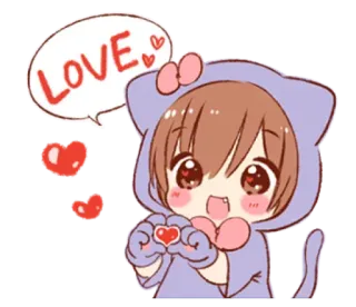 💗 57359144 LOVE amour, anime, dessin animé, coeur, mignon, kawaii telegram sticker