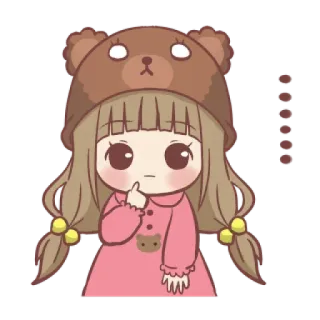 😶 9477505f dessin animé, fille, bonnet ours, mignon, kawaii telegram sticker