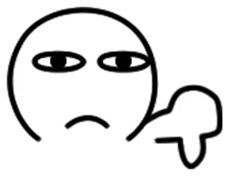 👎 468f1bad Daumen runter, Ablehnung, Negativ, Missfallen, Fehlschlag, Cartoon, Weiße Figur telegram sticker