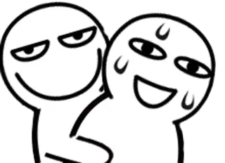 😁 64ef1261 Cartoon, Meme, Lustig, Umarmung, Peinlich, Schwitzen telegram sticker