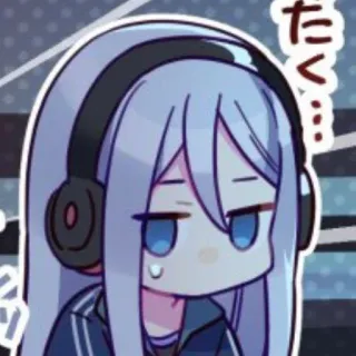 😓 ee530ce6 たく... アニメ, ヘッドセット, 青髪, アニメガール, 可愛い, 漫画 telegram sticker