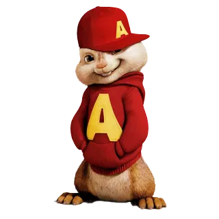 😛 1604bb2d Alvin Alvin and the Chipmunks ardilla listada, dibujos animados, rojo, A, sombrero whatsapp sticker