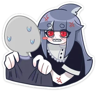 👤 1728bbbf ragazza squalo, anime, arrabbiato, cartone animato, carino telegram sticker