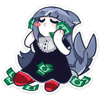 🤑 f2064e00 soldi, cartone animato, personaggio, carino, adesivo, ricco, contanti telegram sticker