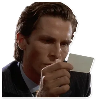 😡 96d47fe3 Patrick Bateman American Psycho Patrick Bateman, American Psycho, kartu nama, film, karakter, film whatsapp sticker