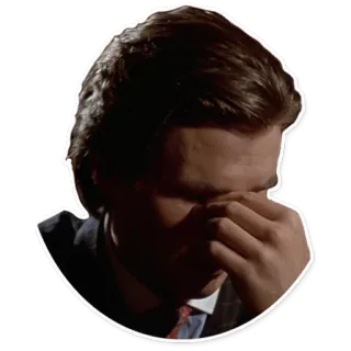 😖 fd99b57f Patrick Bateman American Psycho Patrick Bateman, American Psycho, sedih, stres, karakter, film, 80-an, pengusaha whatsapp sticker