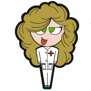 😋 36755464 nurse, cartoon, medical, health, hospital, doctor, tongue, winking telegram sticker