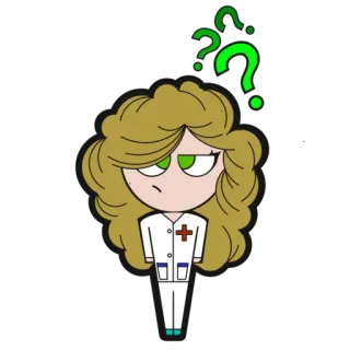 🤔 a2c56f9f question mark, cartoon character, medical, healthcare, woman telegram sticker