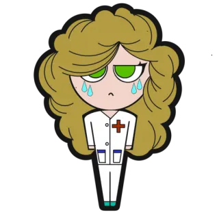 😢 b1b8466d nurse, medical, cartoon, sad, crying, health, character telegram sticker
