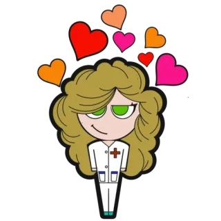 🥰 ccbecaf1 sticker, nurse, cartoon, heart, medical, character, illustration telegram sticker