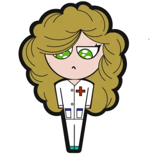 🥺 cf9682f8 nurse, medical, cartoon, character, red cross, hospital telegram sticker