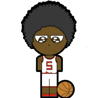 🥺 58945078 5 jogador de basquete, personagem de desenho animado, atleta, esportes, bola, número 5 whatsapp sticker