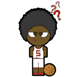 🤔 fb8e44b2 basquete, esportes, desenho animado, pergunta, pensando, atleta whatsapp sticker