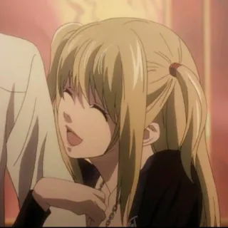 📓 42f2d063 Misa Amane Death Note anime, tersenyum, bahagia, pirang, gadis whatsapp sticker