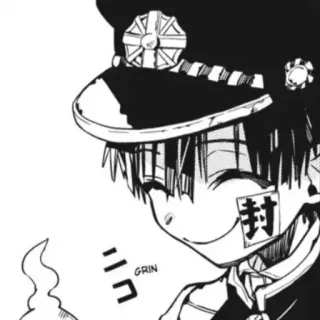 🍚 4fb046f9 Hanako-kun Toilet-bound Hanako-kun grin Anime, Manga, Hanako, Hanako, duch boiska szkolnego, Uśmiech, Słodkie telegram sticker