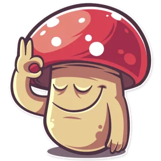 👌 07520fce champignon, dessin animé, autocollant, nourriture, champignon, nature telegram sticker