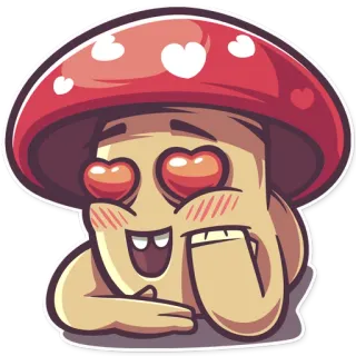 ❤ 1801a12c champignon, amour, cœur, dessin animé, mignon, joyeux telegram sticker