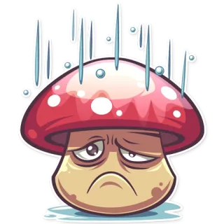 ☔ 549faa1a champignon, triste, pluie, dessin animé telegram sticker