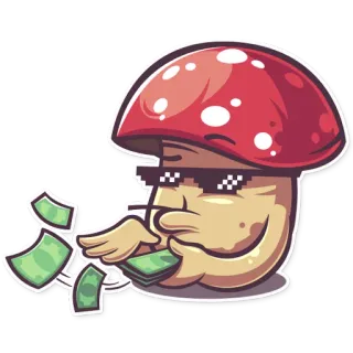 🤑 b5354b57 champignon, argent, dessin animé, personnage, richesse telegram sticker