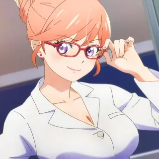 🙂 2615adb1 Anime, Wanita, Ilmuwan, Kacamata, Jas Laboratorium whatsapp sticker