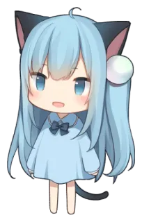 😺 3303683b Anime, Chibi, Katmeisje, Schattig, Kawaii telegram sticker