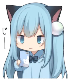 😐 c6928a46 Anime, Cartoon, Schattig, Kattenoren, Chibi, Meisje, Telefoon telegram sticker